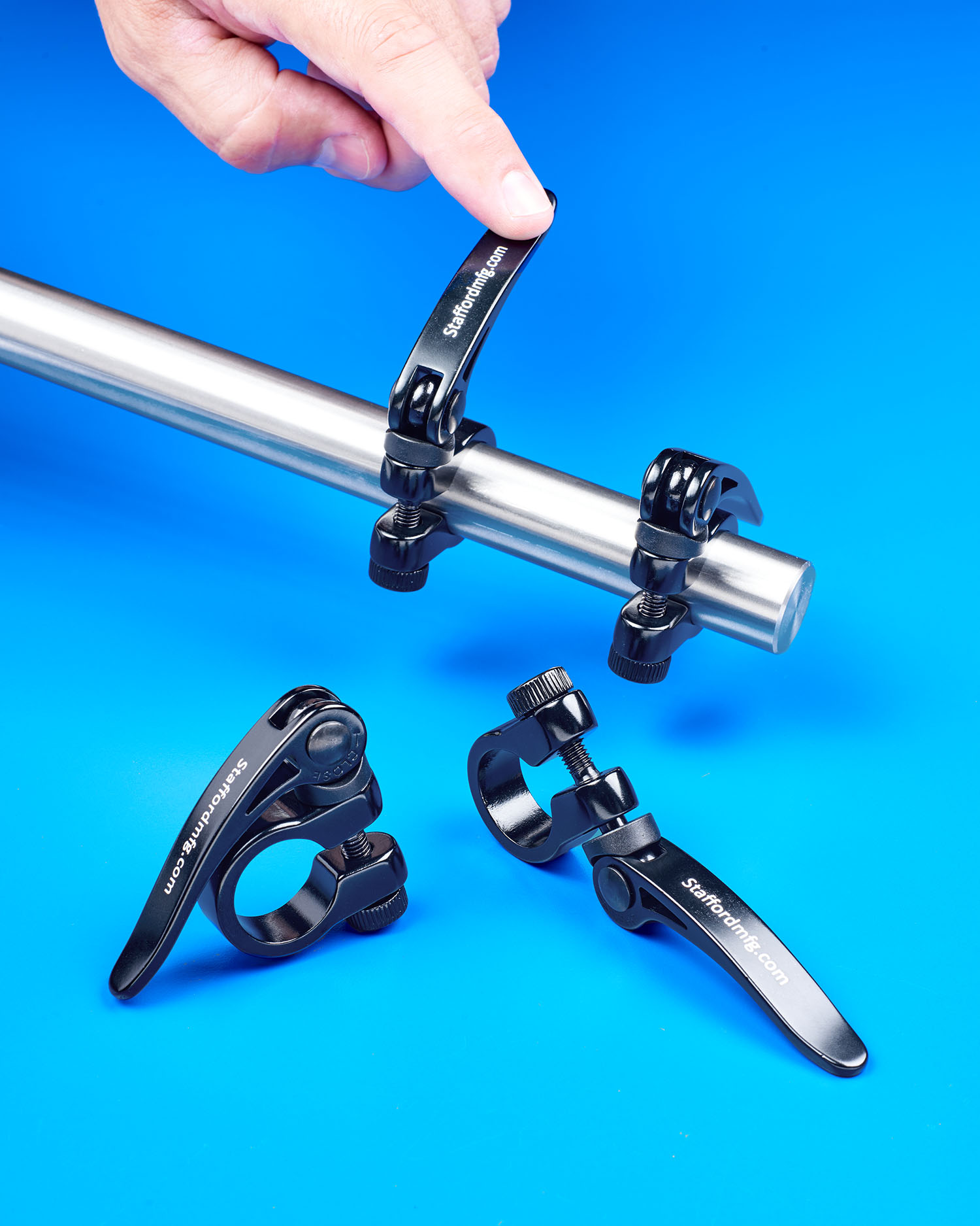 Quick release clamp ATTACHES AND REPOSITIONS WITHOUT TOOLS