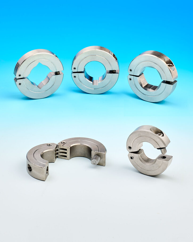 Hinge shaft collars feature choice of bore styles